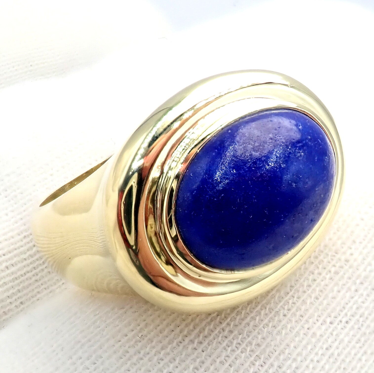 Authentic! Tiffany & Co Paloma Picasso 18k Yellow Gold Large Lapis Oval Ring | Fortrove