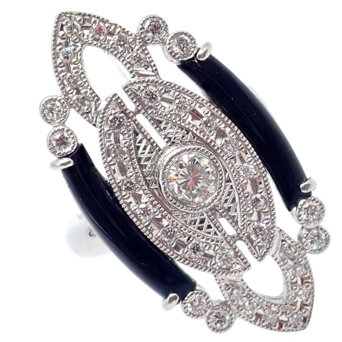 Vintage Estate Platinum Diamond 0.62ctw Onyx Ring sz 7.5 | Fortrove