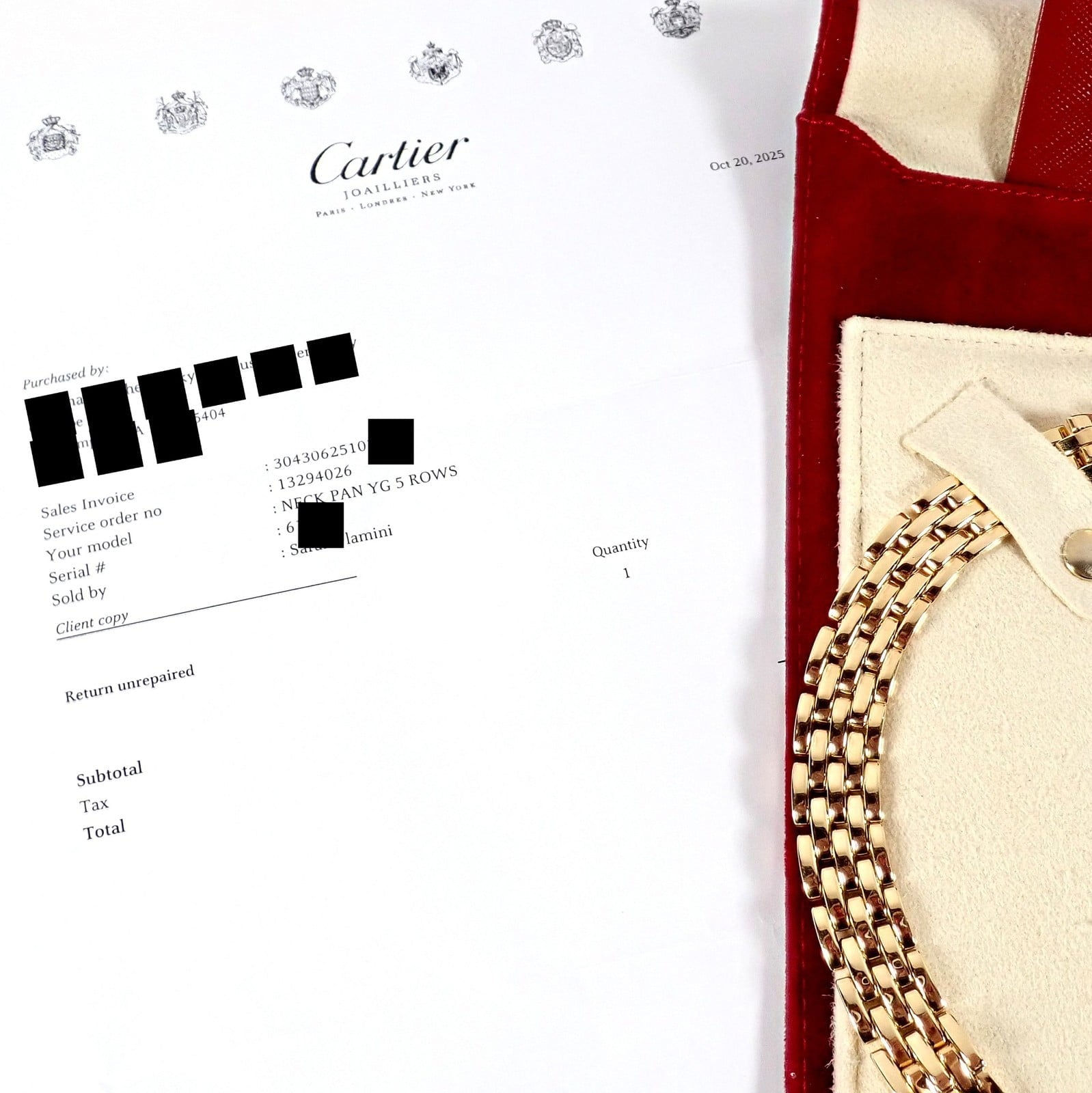 Cartier Jewelry & Watches:Fine Jewelry:Necklaces & Pendants Cartier 5 Row Maillon Panther Panthere 18k Yellow Gold 20" Long Necklace Paper