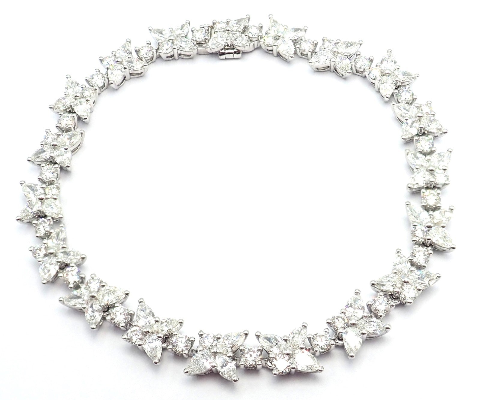 Authentic! Tiffany & Co Victoria Platinum Diamond Mixed Cluster Bracelet | Fortrove
