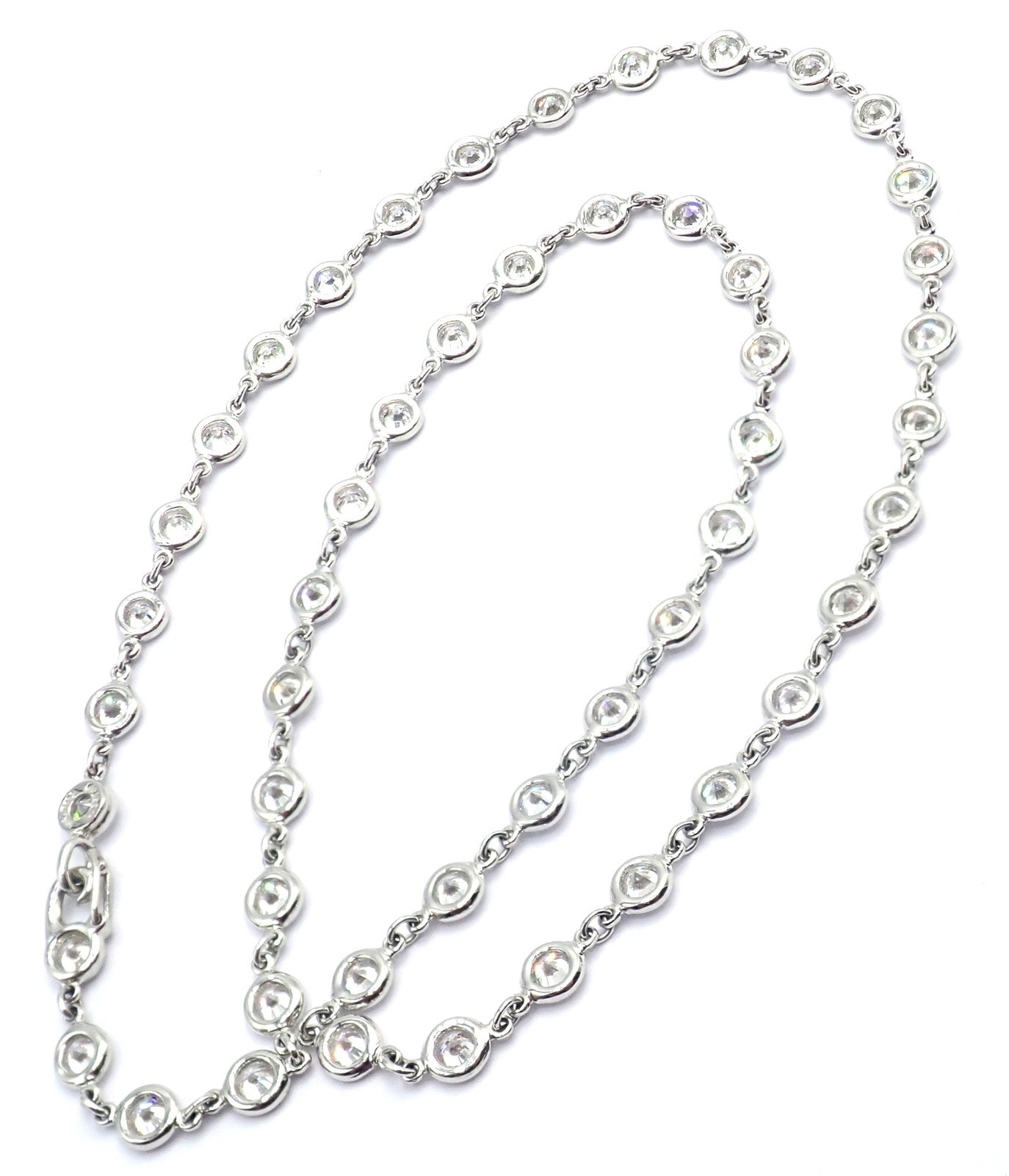 Authentic! Tiffany & Co Peretti Platinum Diamonds By The Yard Necklace $60,000 | Fortrove