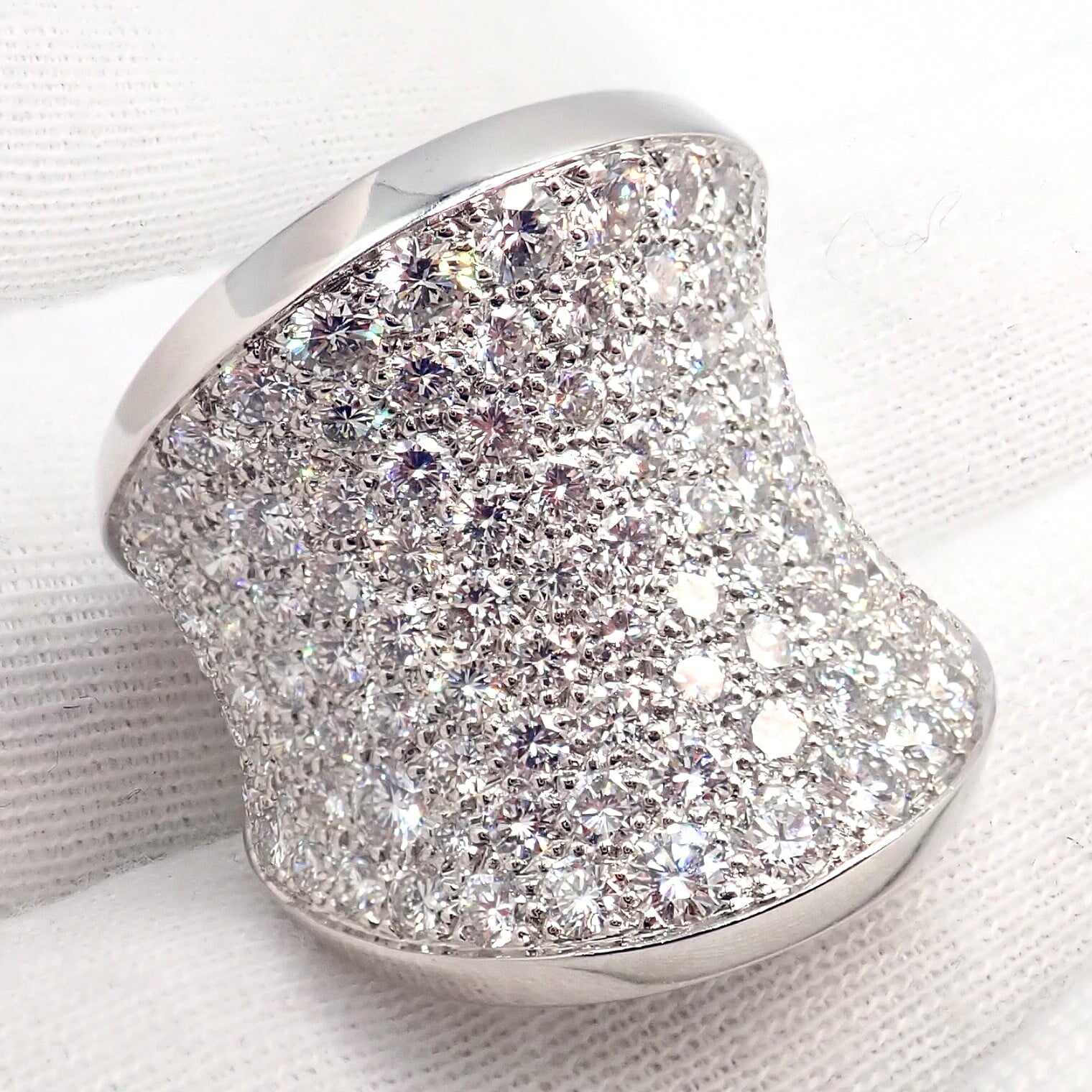 Cartier Jewelry & Watches:Fine Jewelry:Rings Authentic! Cartier Chalice 18k White Gold Diamond Large Ring Paper