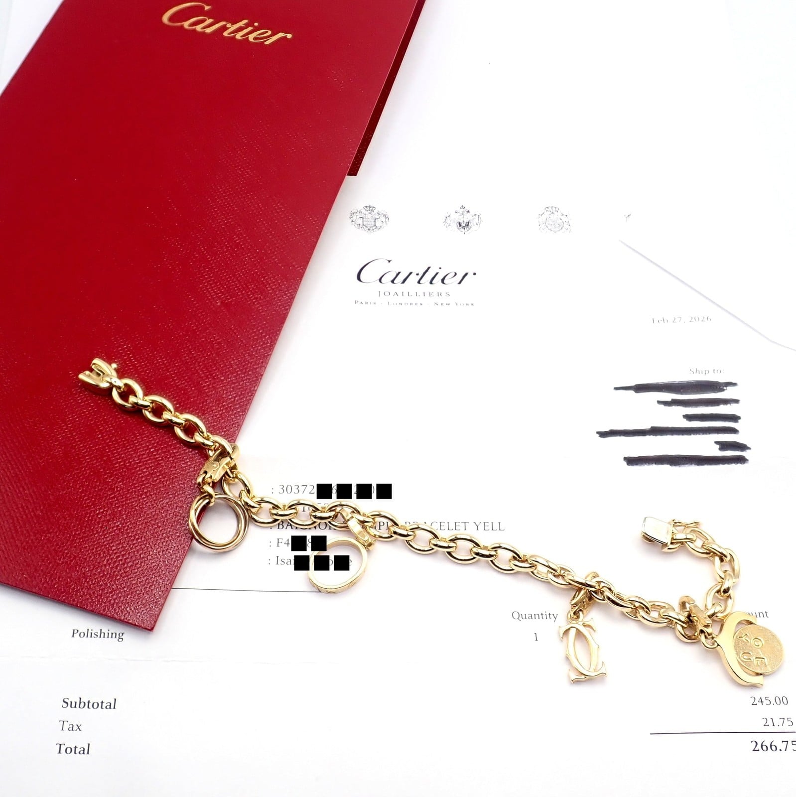 Authentic Cartier 18k Yellow Gold LOVE Trinity Double C Charm Link Bracelet 1995 | Fortrove