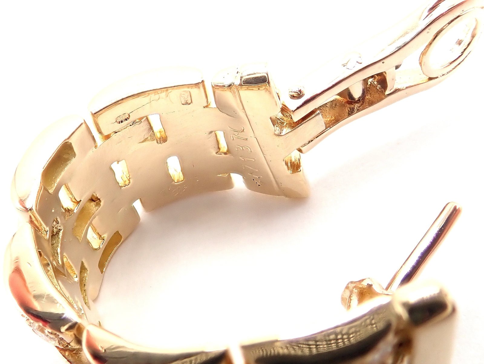 Authentic Cartier Maillon Panthere 18K Gold Diamond Five Row Link Gold Earrings | Fortrove