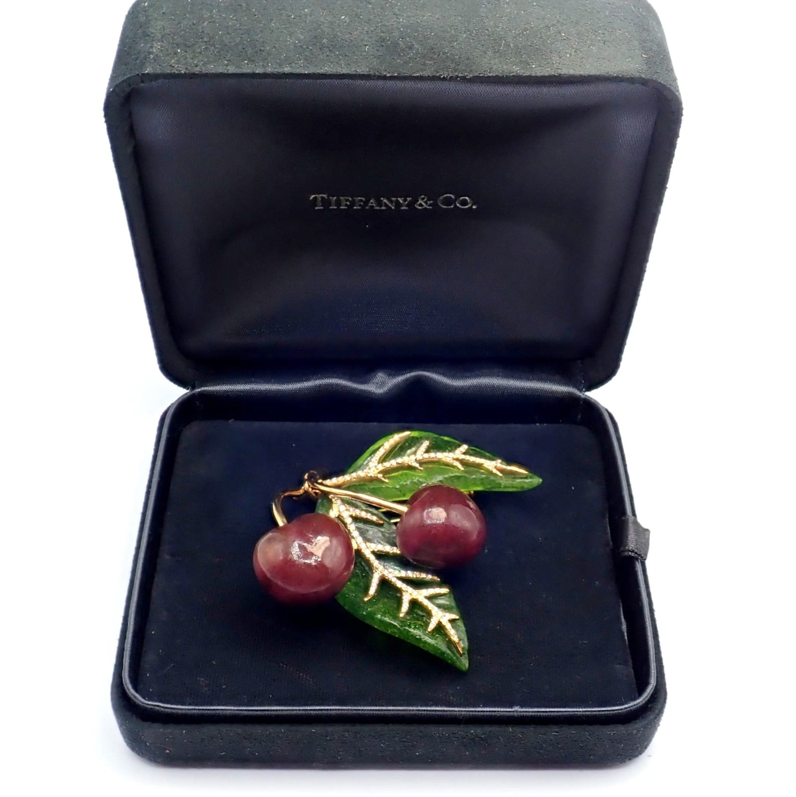 Tiffany & Co. Jewelry & Watches:Fine Jewelry:Brooches & Pins Vintage Tiffany & Co. France 18k Yellow Gold Diamond Plique A Jour Glass Brooch