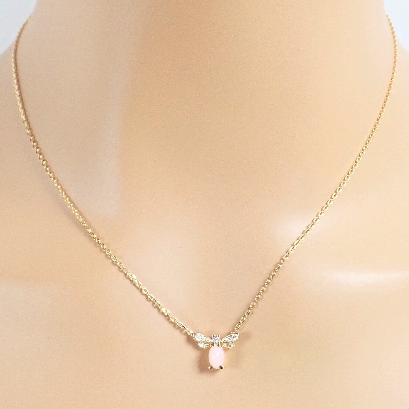 Authentic! Chaumet 18k Rose Gold Attrape Moi Diamond Pink Opal Necklace | Fortrove