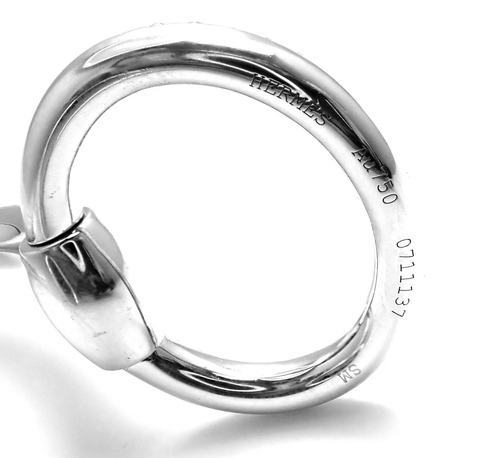 Authentic! Hermes Nausicaa 18K White Gold Diamond Horsebit Cuff Bangle Bracelet | Fortrove