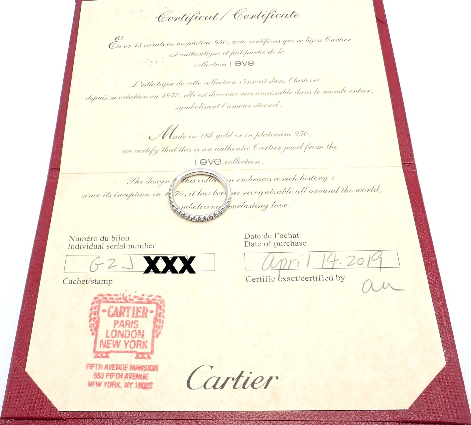 Authentic! Cartier Etincelle Platinum Diamond Band Ring Size 53 US 6 1/4 | Fortrove