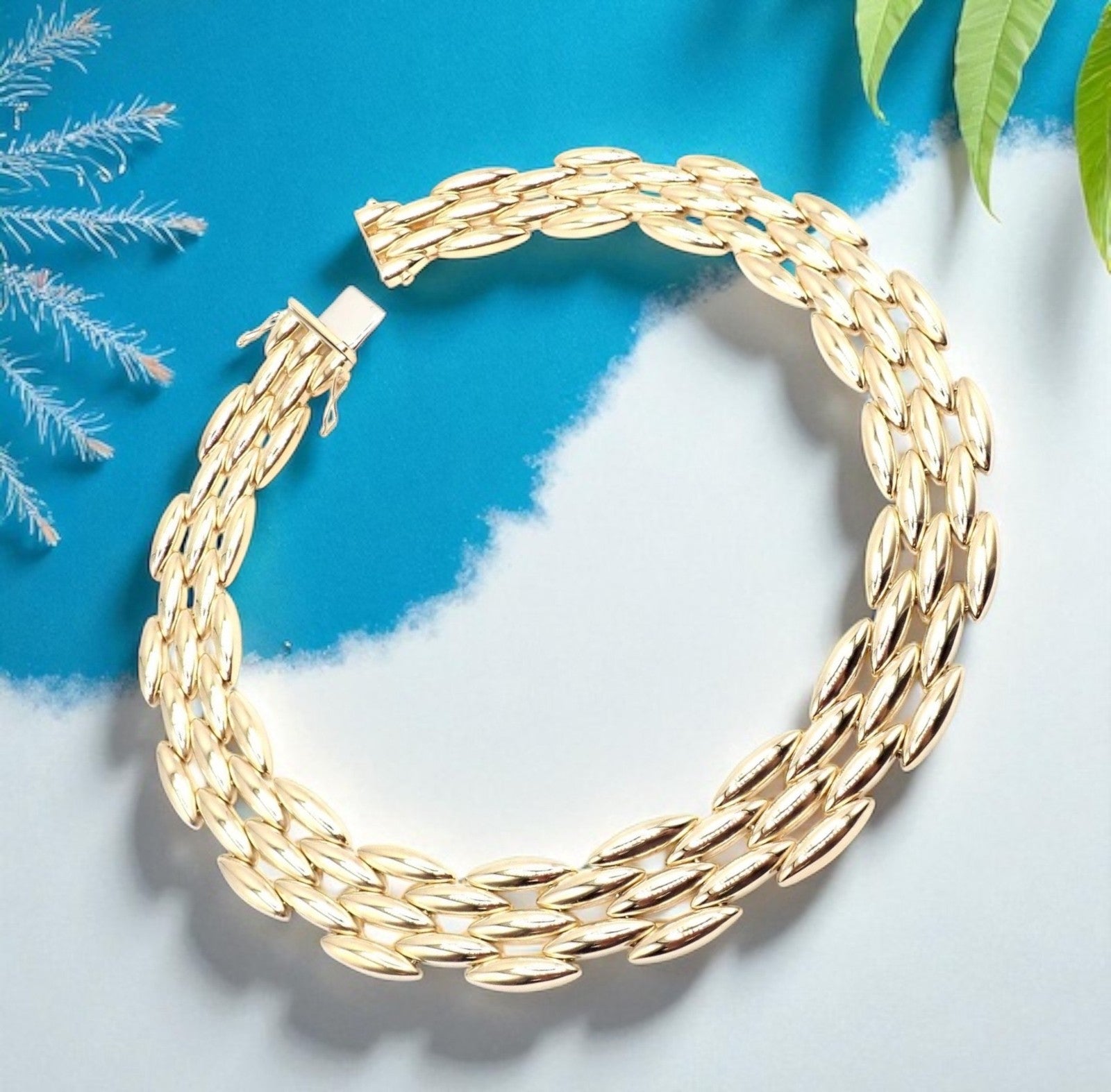 Cartier Jewelry & Watches:Fine Jewelry:Necklaces & Pendants Authentic Cartier Five-Row 18k Yellow Gold Gentiane Rice Wide Link Necklace Cert