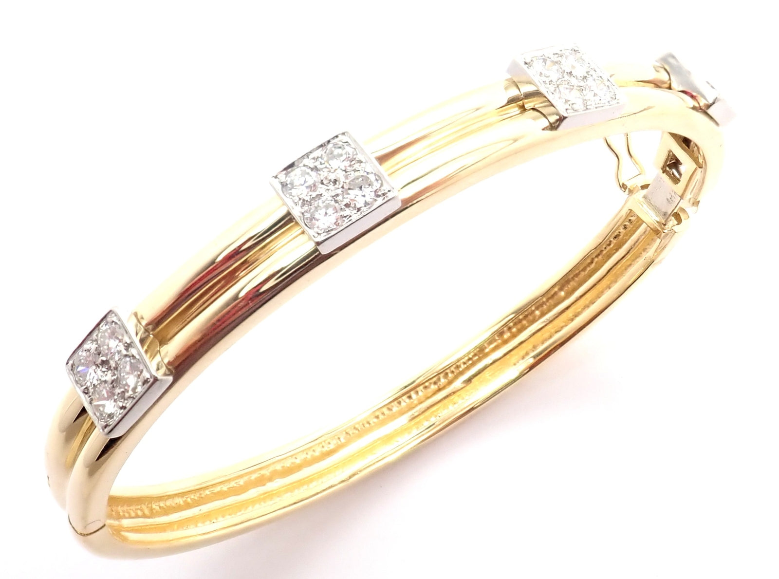 Rare! Vintage Authentic Tiffany & Co 18k Yellow Gold Diamond Bangle Bracelet | Fortrove