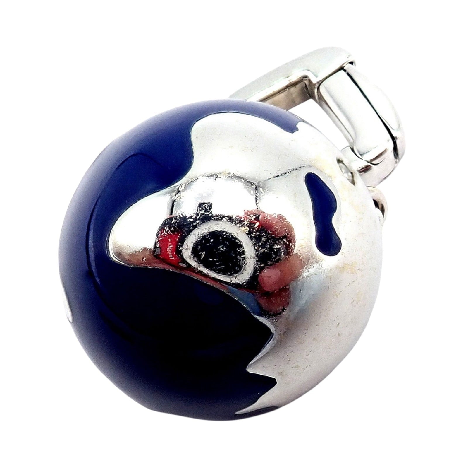 Louis Vuitton Jewelry & Watches:Fine Jewelry:Necklaces & Pendants Vintage Louis Vuitton 18k White Gold Enamel Globe World Diamond Charm Pendant