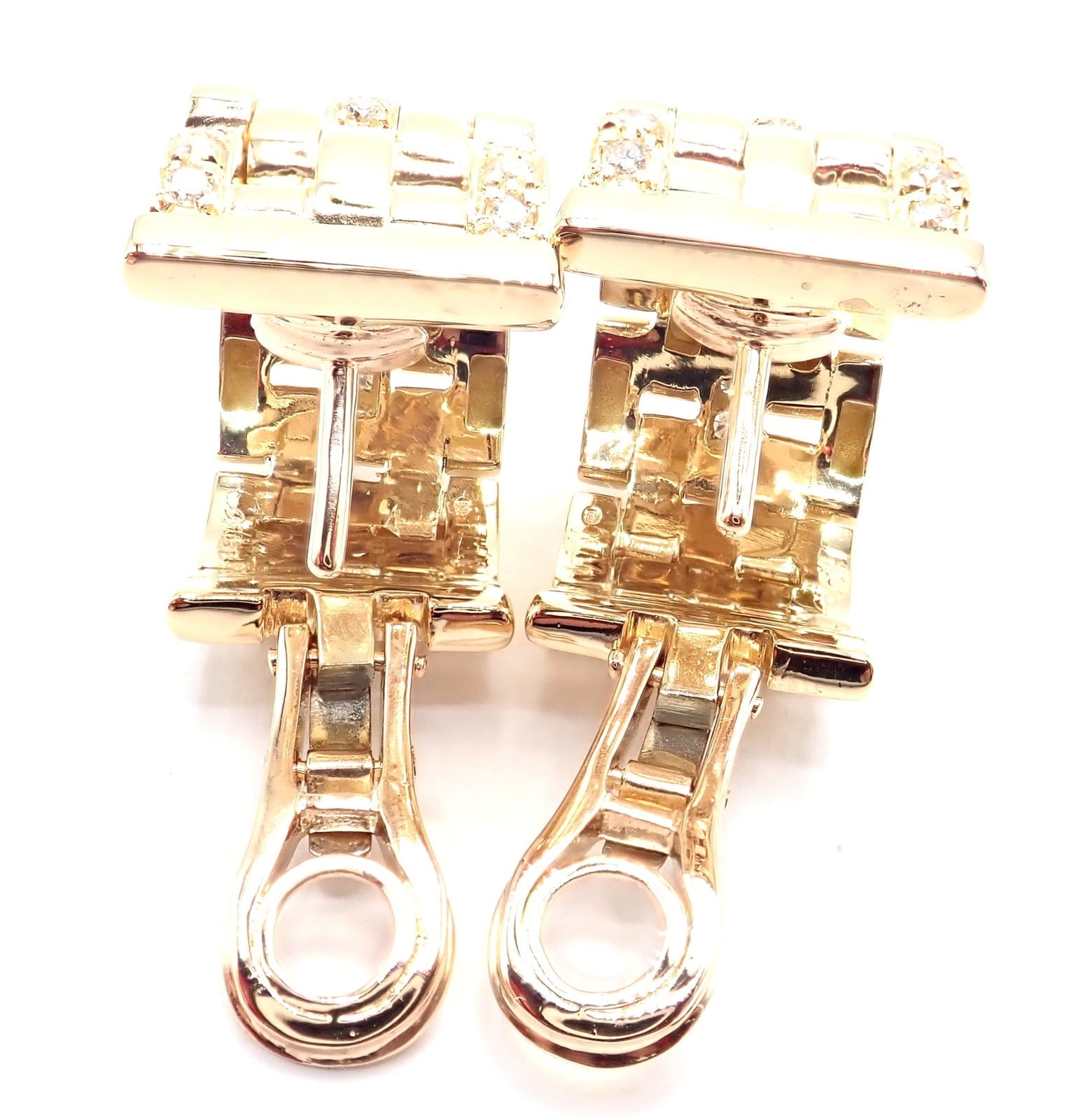 Cartier Jewelry & Watches:Fine Jewelry:Earrings Authentic Cartier Maillon Panthere 18K Gold Diamond Five Row Link Gold Earrings