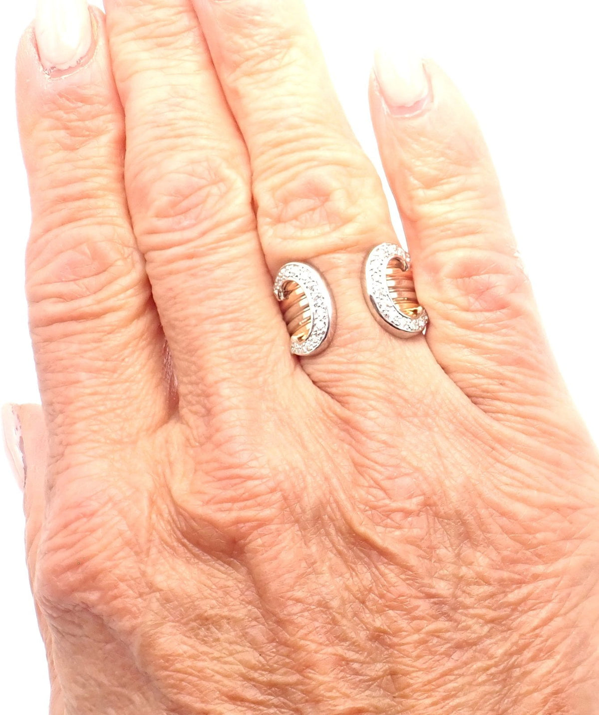 Cartier Jewelry & Watches:Fine Jewelry:Rings Authentic! Cartier Diamond Double C 18k Tri-Color Gold Band Ring Size 53 US 6.25