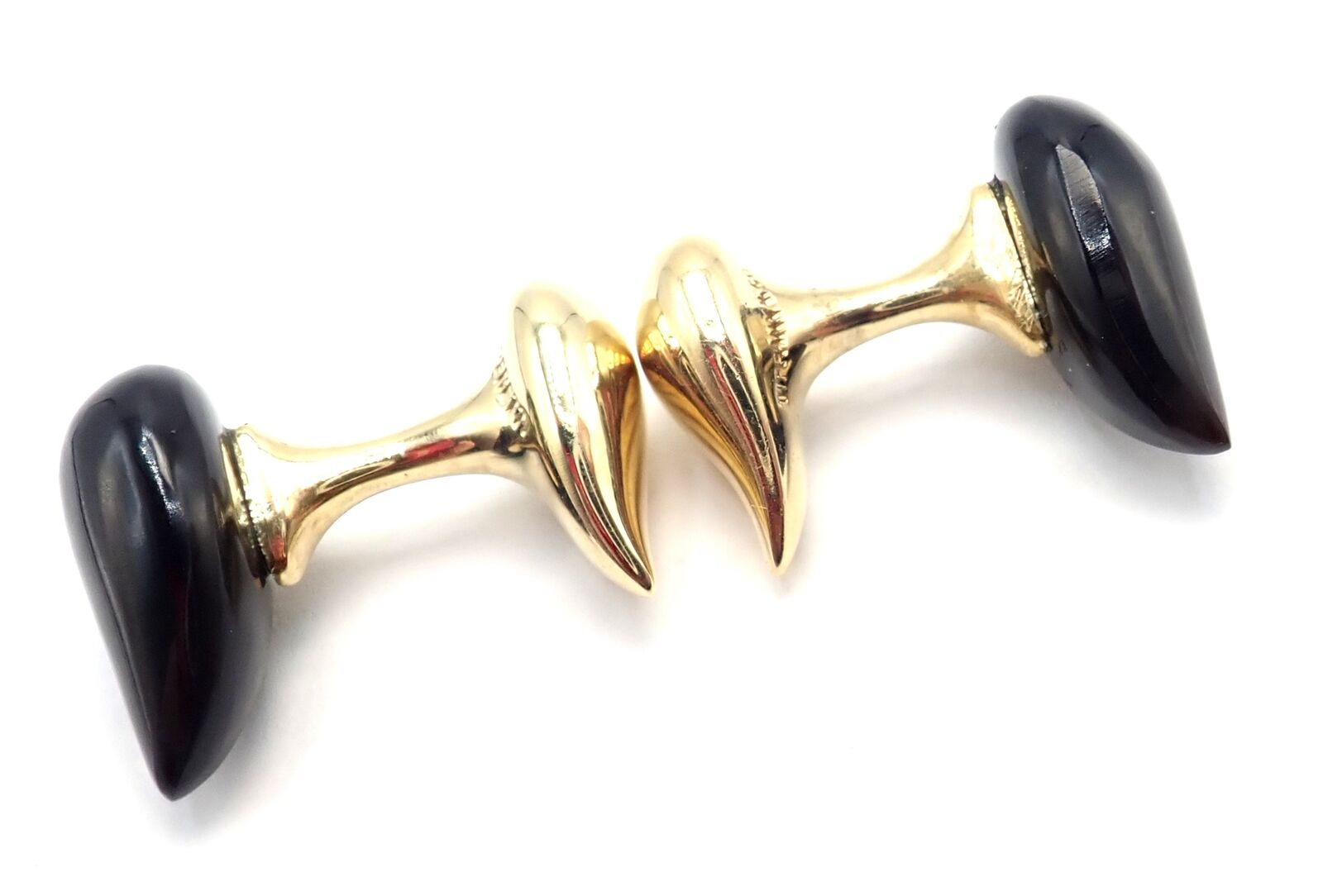 Authentic! Tiffany & Co Peretti 18k Yellow Gold Black Onyx Teardrop Cufflinks | Fortrove