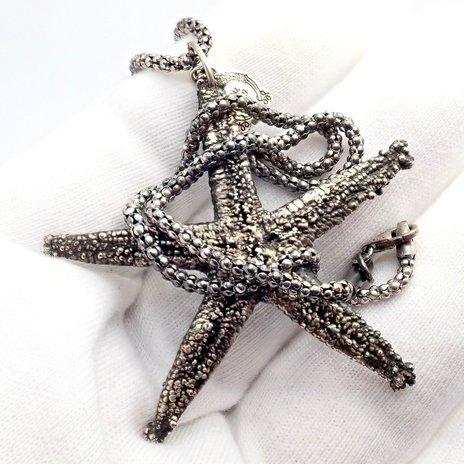 Rare! Vintage Mario Buccellati Silver Large Starfish Statement Necklace | Fortrove