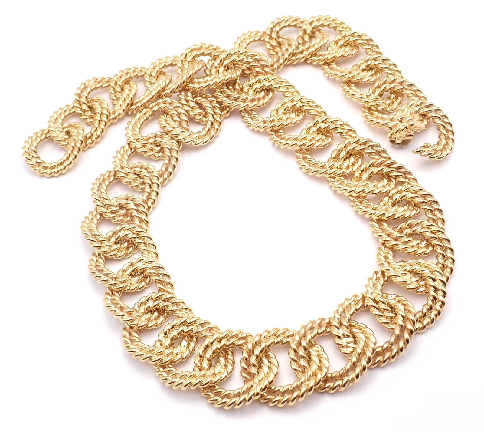 Rare! Authentic Verdura 18k Yellow Gold Rope Link Choker Necklace | Fortrove