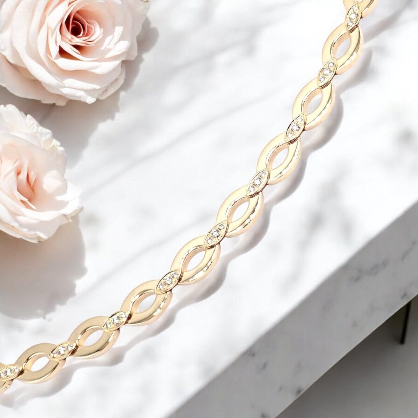 Authentic! Cartier 18K Yellow Gold Diamond Diadea Link Bracelet Earrings Set | Fortrove