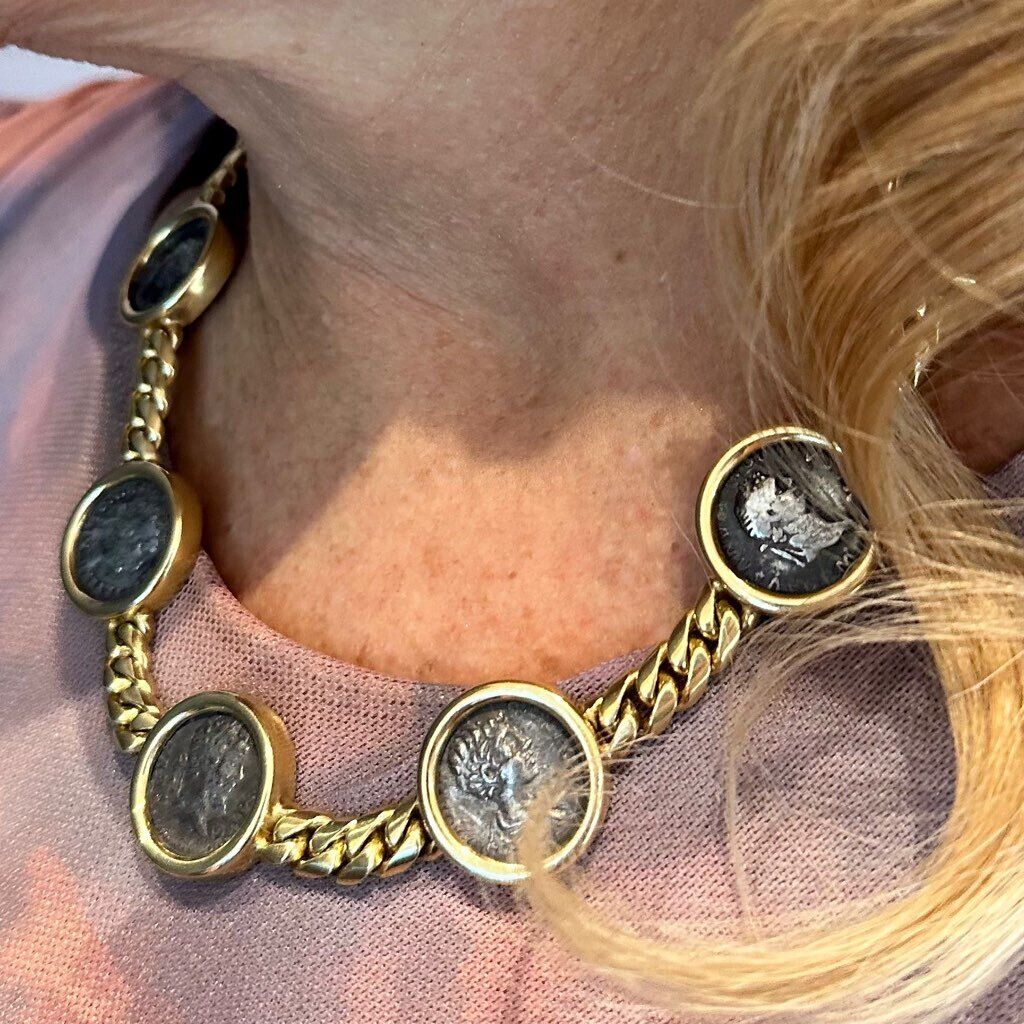 Vintage! Bvlgari Bulgari 18k Yellow Gold 7 Antique Coin Monete Link Necklace | Fortrove