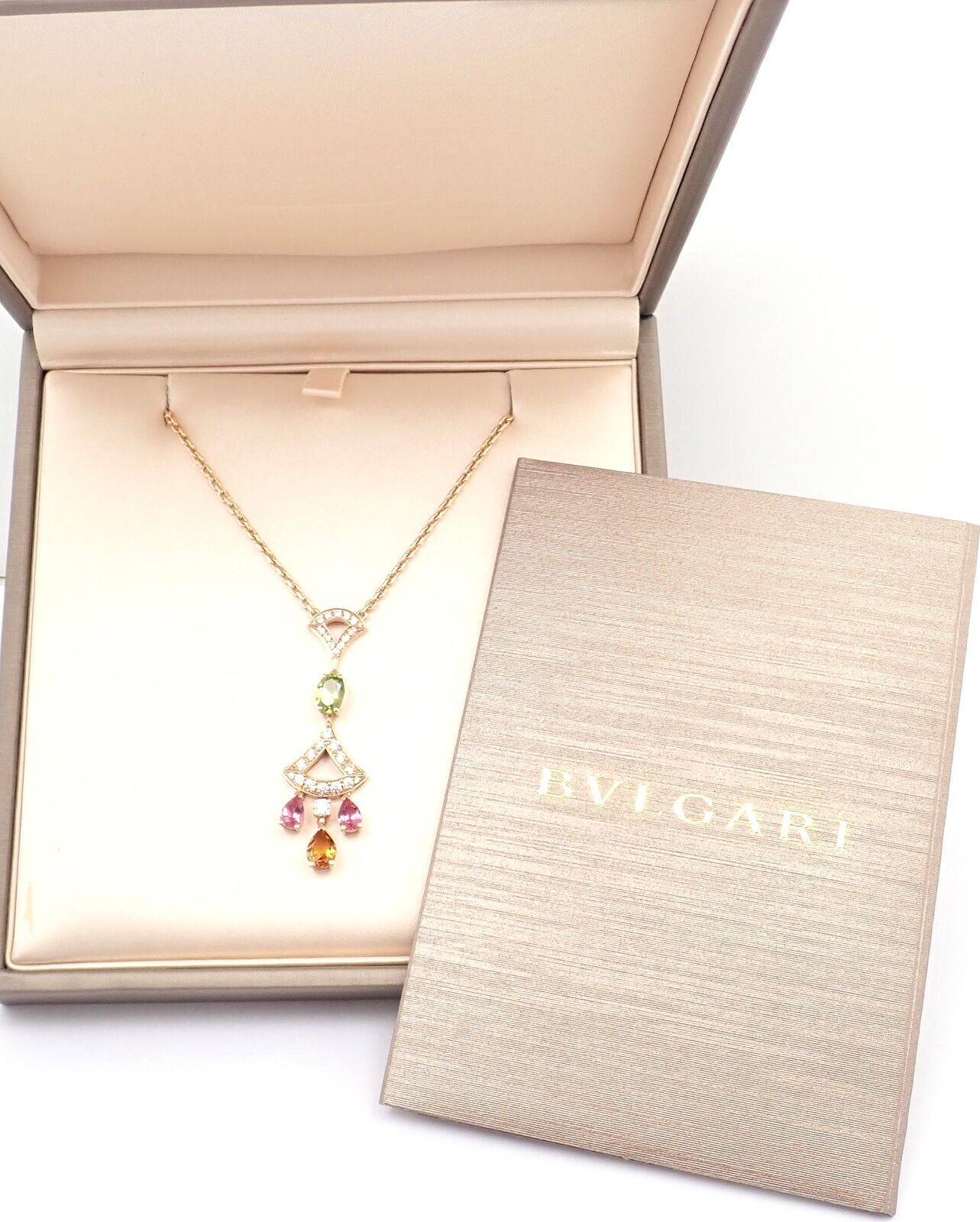 Bulgari Jewelry & Watches:Fine Jewelry:Necklaces & Pendants Authentic Bvlgari Bulgari Diva Dream 18k Rose Gold Diamond Peridot Necklace Cert