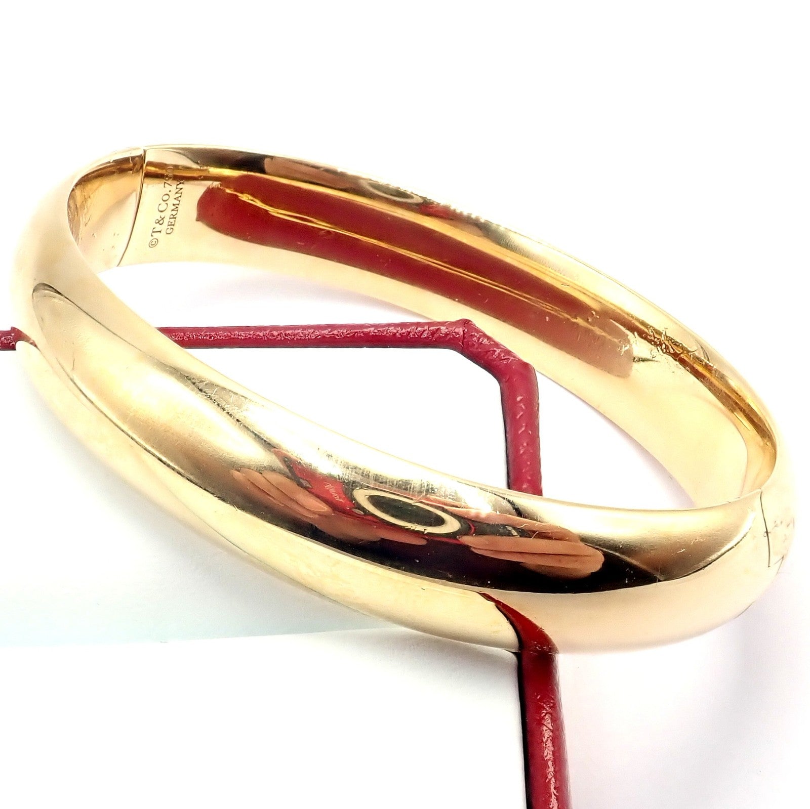 Authentic! Tiffany & Co 18k Yellow Gold Bangle Signature Bracelet | Fortrove