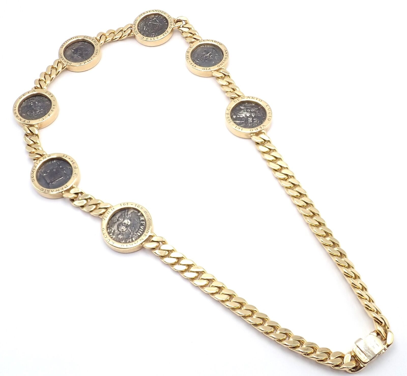 Vintage! Bvlgari Bulgari 18k Yellow Gold 7 Antique Coin Monete Link Necklace | Fortrove