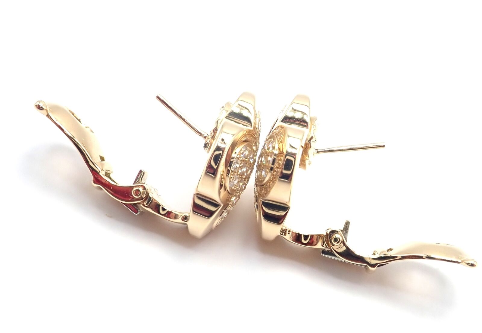 Authentic! Van Cleef & Arpels 18k Yellow Gold Diamond Pure Alhambra Earrings | Fortrove