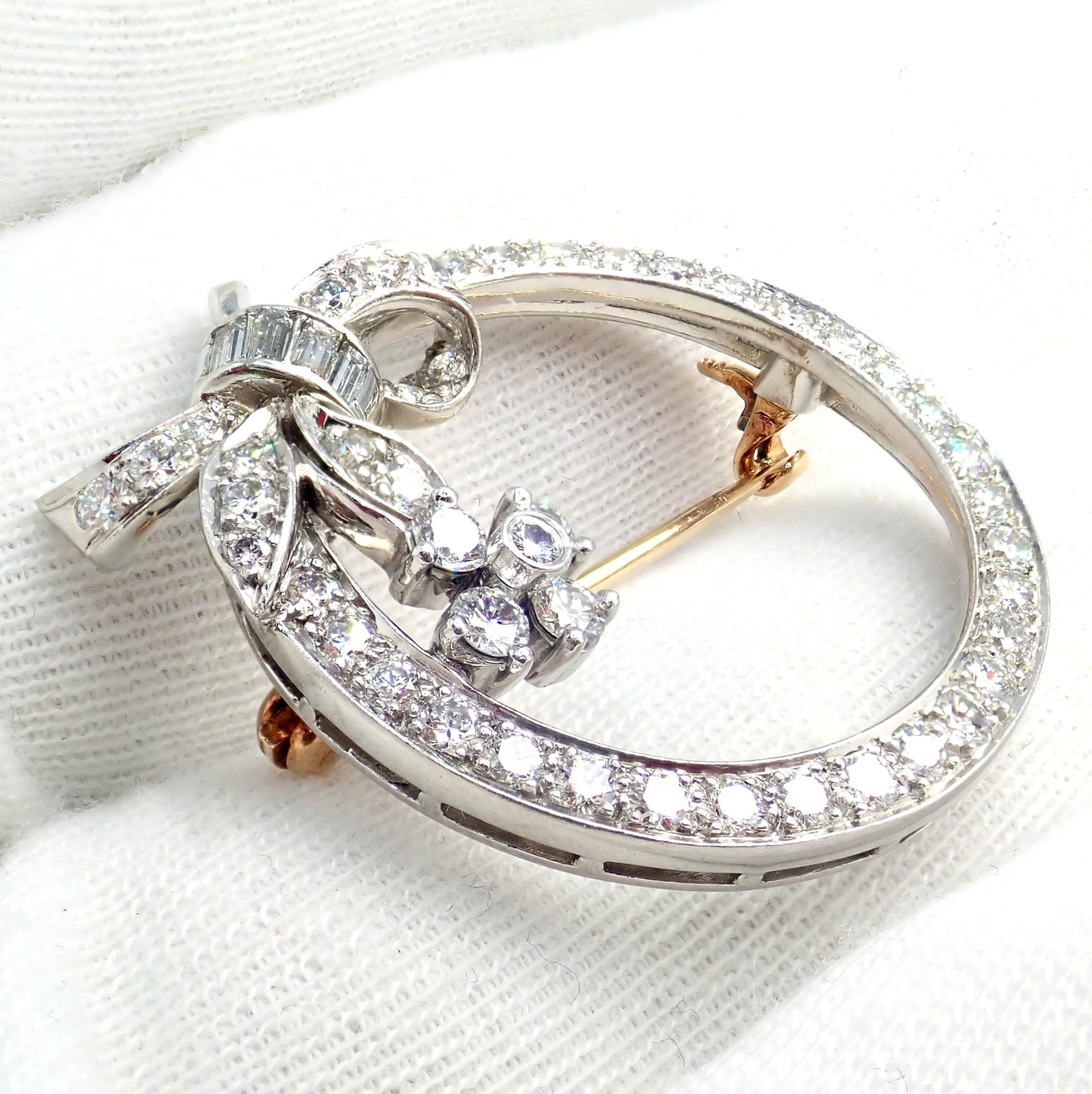 Rare! Authentic Tiffany & Co. Circle Platinum 2.1ct Diamond Pin Brooch 1920's | Fortrove