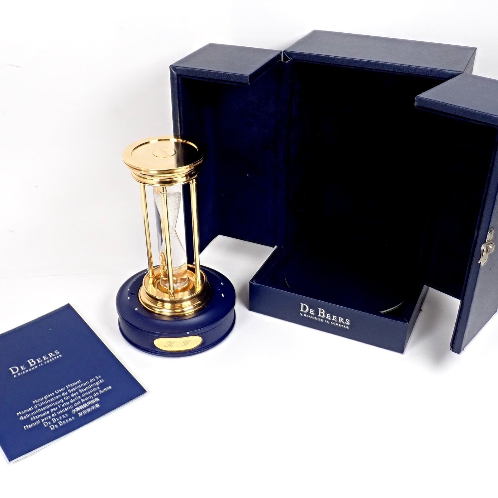 Authentic! De Beers Limited Edition Millennium 2000 Diamond Brass Hourglass | Fortrove