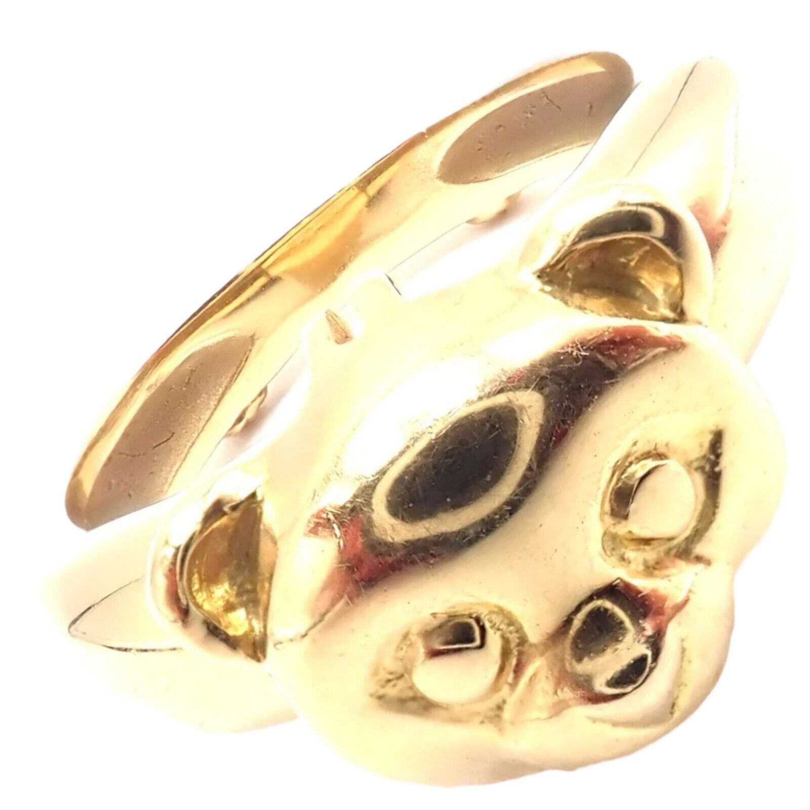 Authentic! Van Cleef & Arpels 18k Yellow Gold Teddy Bear Band Ring Pendant | Fortrove