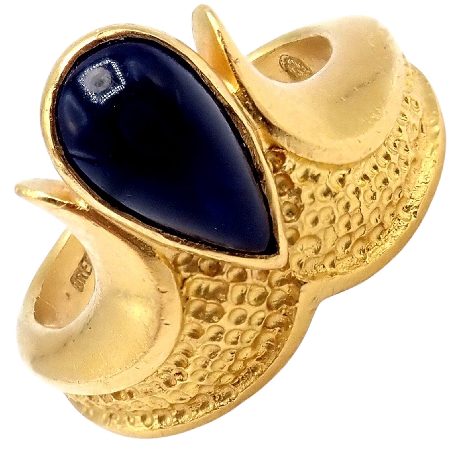 Authentic! Ilias Lalaounis Greece 18k Yellow Gold Onyx Ring | Fortrove