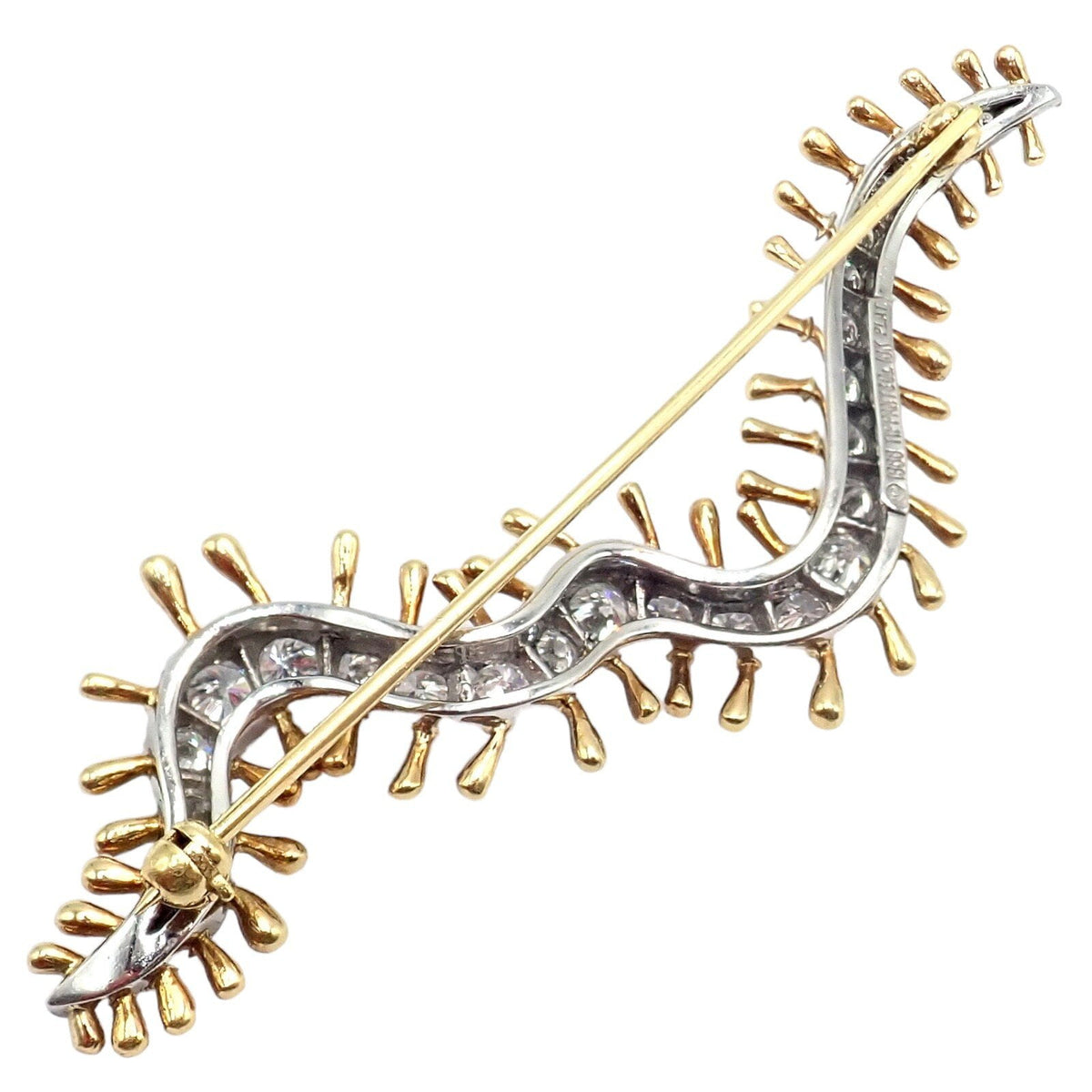 Tiffany & Co. Jewelry & Watches:Fine Jewelry:Brooches & Pins Vintage Tiffany & Co. Platinum 18k Yellow Gold Diamond Centipede Pin Brooch 1988