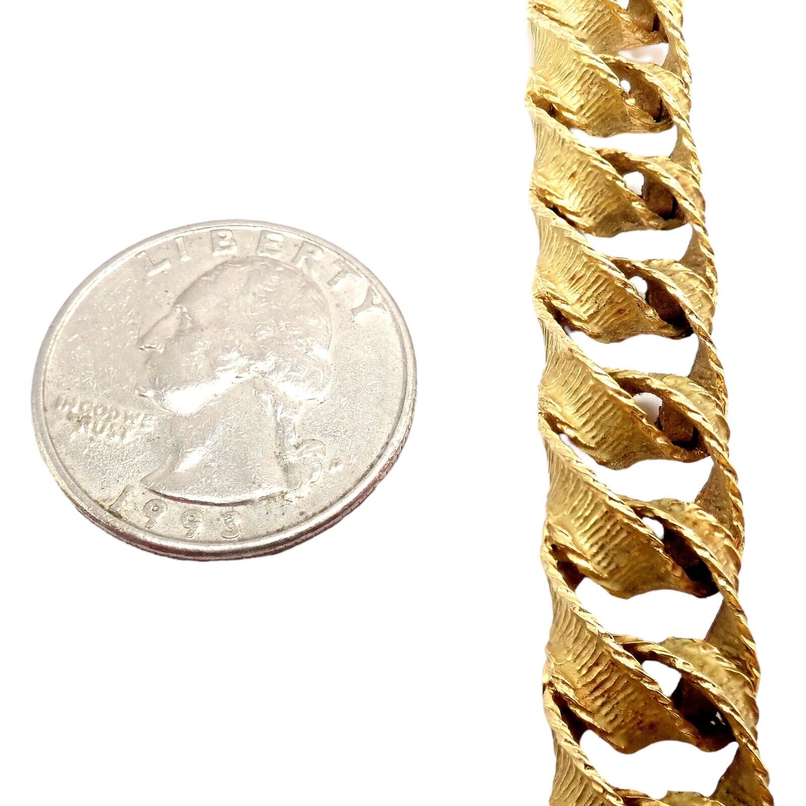 Authentic! Vintage Tiffany & Co 18k Yellow Gold France Ribbon Curb Bracelet 1987 | Fortrove