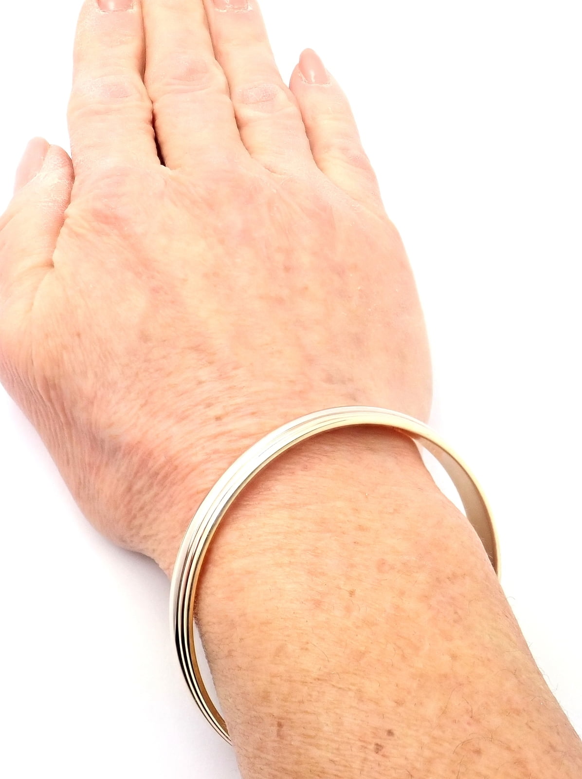 Cartier Jewelry & Watches:Fine Jewelry:Bracelets & Charms Rare! Cartier 18k Tricolor Gold Slip-On Bangle Bracelet 1990