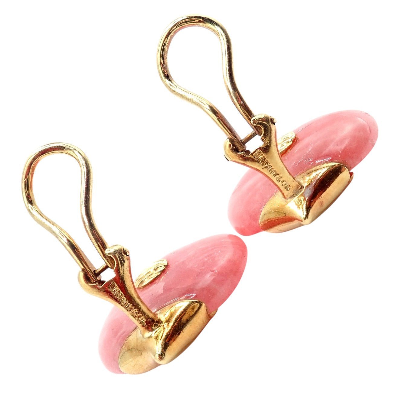 Authentic Tiffany & Co Angela Cummings 18k Yellow Gold Pink Stone Petal Earrings | Fortrove