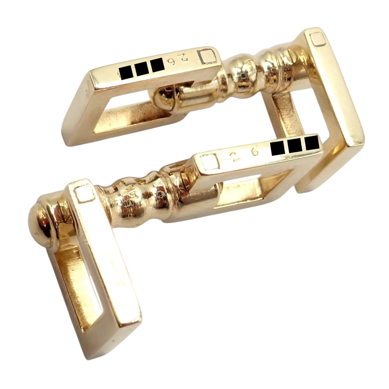 Rare! Vintage Cartier 14k Yellow Gold Square Spring Clasp Cufflinks 1960's | Fortrove