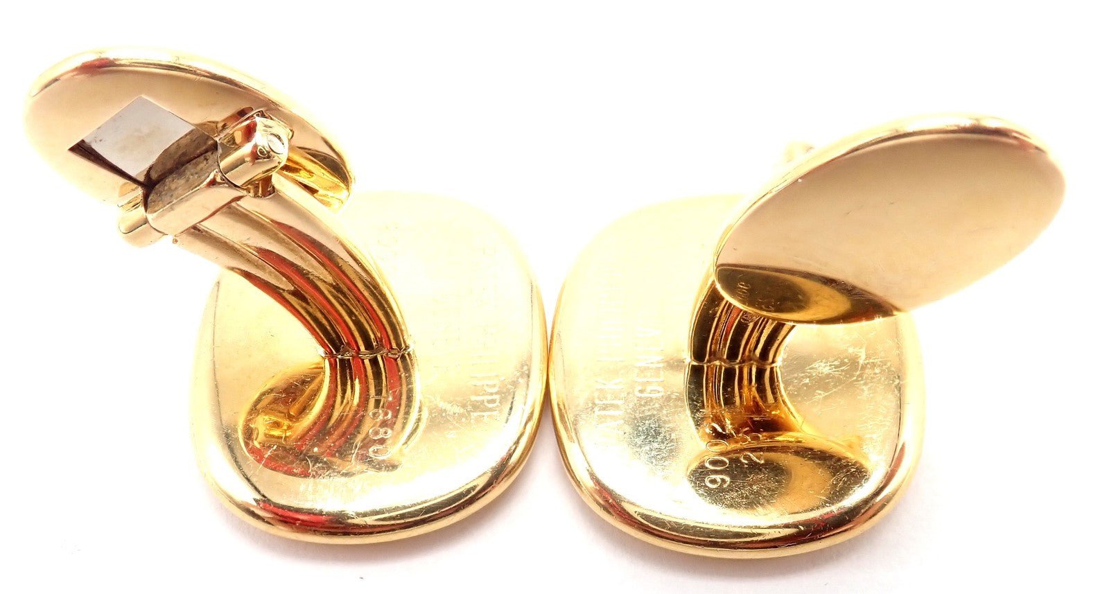 Rare! Patek Philippe 18k Yellow Gold Italian Flag Colors Enamel Large Cufflinks | Fortrove