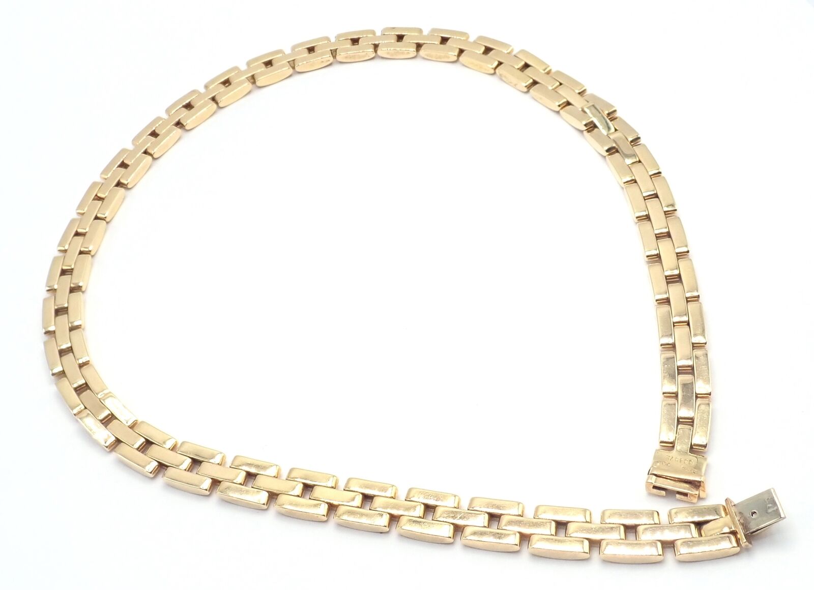 Authentic! Cartier 3 Row Maillon Panther Panthere 18k Yellow Gold Link Necklace | Fortrove