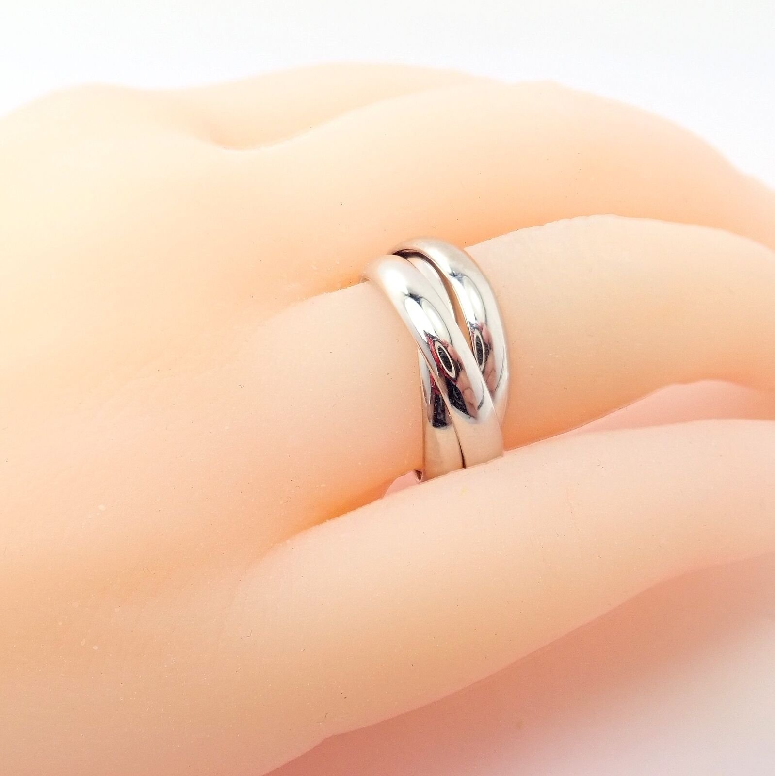 Authentic! Cartier 18k White Gold Trinity Band Ring Size 53 US 6.25 | Fortrove