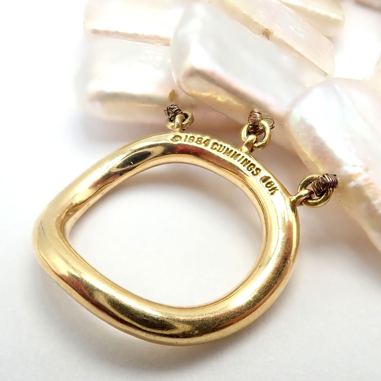 Rare! Angela Cummings 18k Yellow Gold Mother Of Pearl Three Row Necklace 1984 | Fortrove