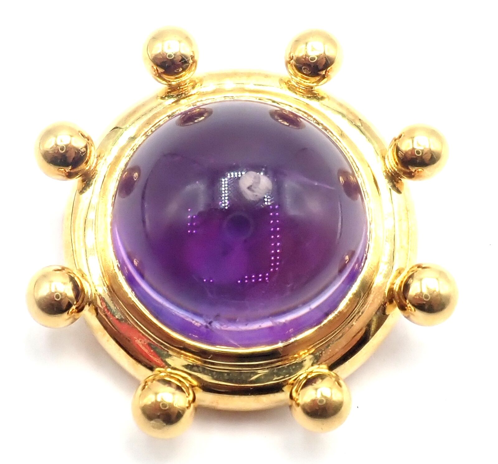 Authentic! Tiffany & Co Paloma Picasso 18k Yellow Gold Large Amethyst Pin Brooch | Fortrove