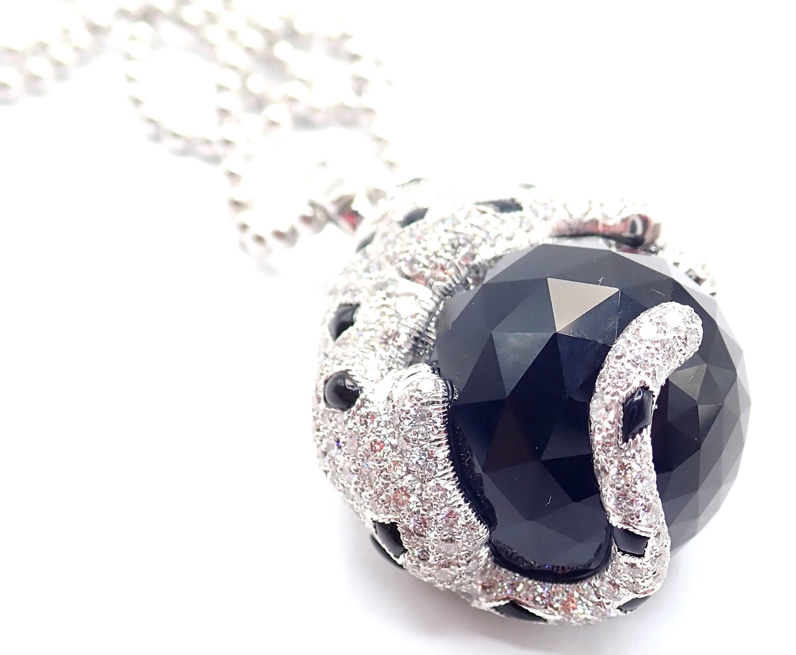 Panthere de Cartier Panther 18k Gold Diamond Emerald Onyx Pendant Necklace Paper | Fortrove