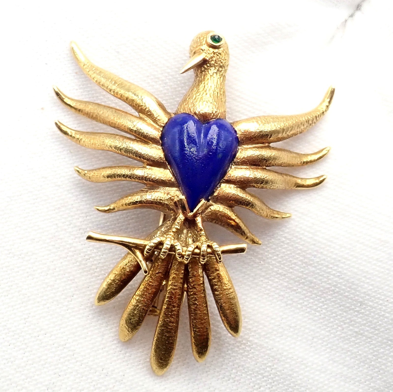 Rare! Tiffany & Co Schlumberger 18k Yellow Gold Lapis Phoenix Brooch Pin 1960's | Fortrove