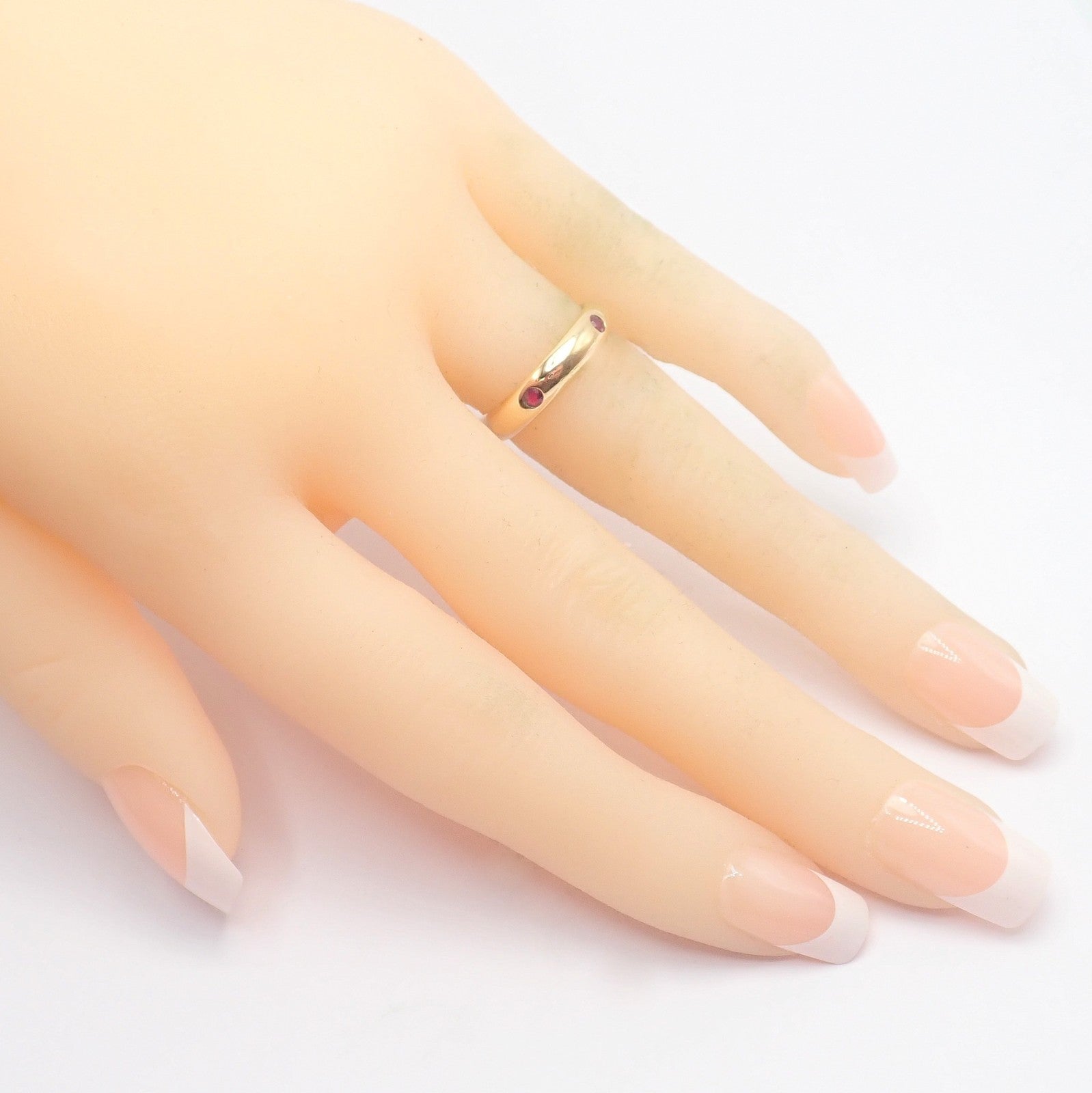 Authentic! Cartier Stella 18k Rose Gold Ruby Band Ring Size 51 | Fortrove