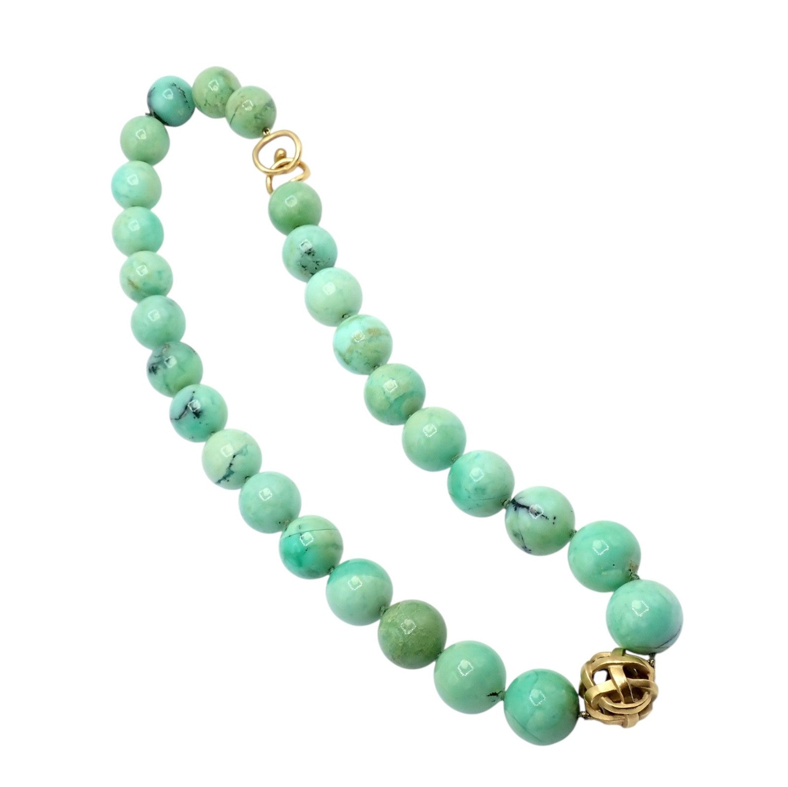 Angela Cummings 18k Yellow Gold 15.5mm Turquoise Bead 20" Long Necklace 1988 | Fortrove