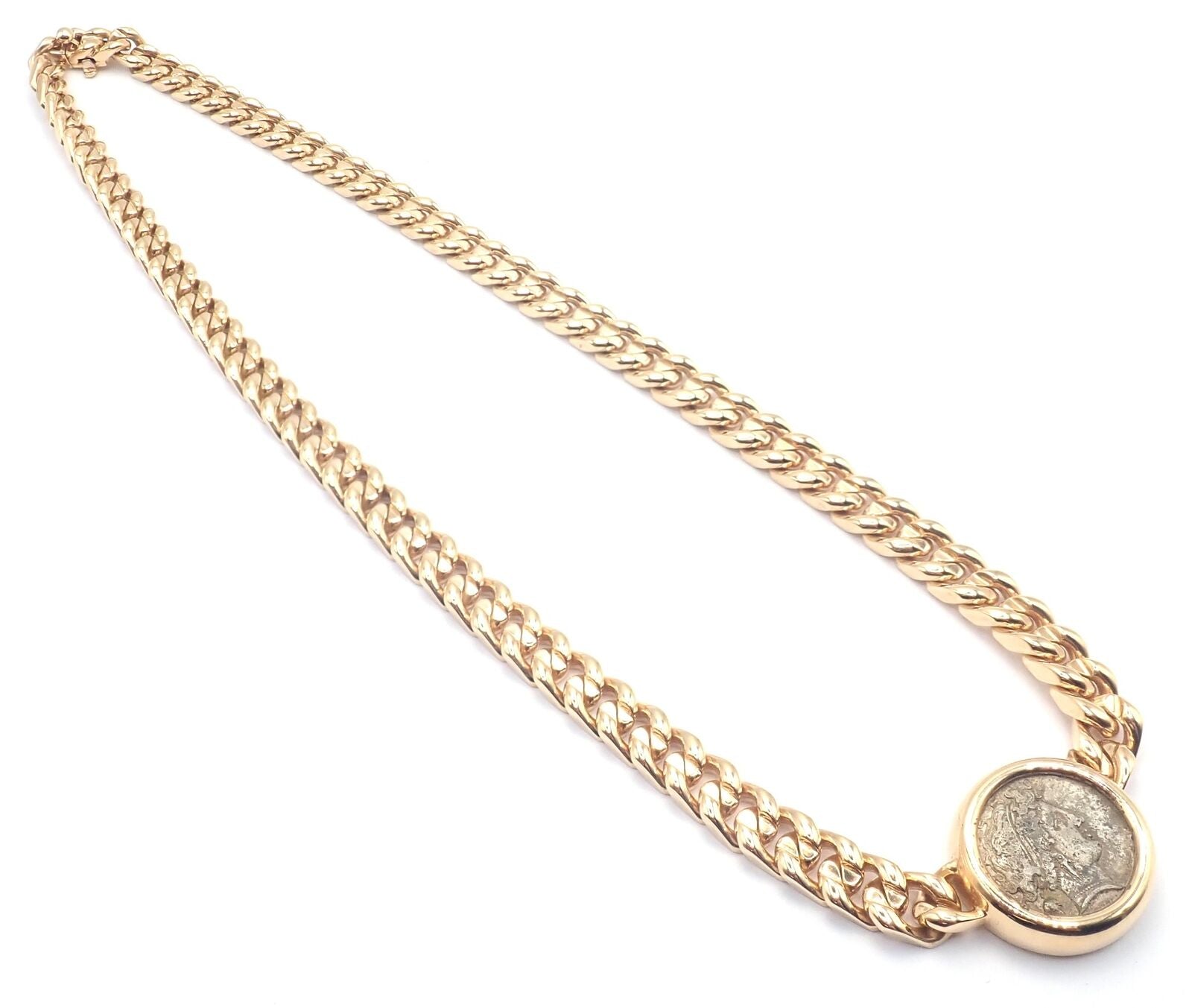 Rare! Bvlgari Bulgari 18k Yellow Gold Antique Coin Monete Link Necklace | Fortrove