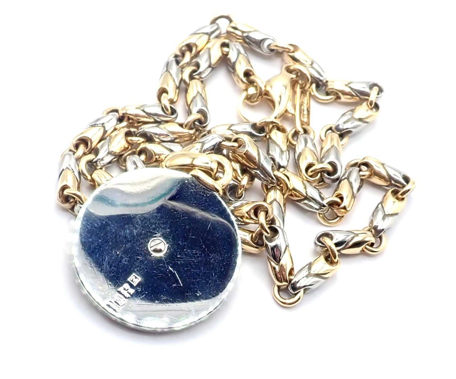 Authentic! Bulgari Bvlgari 18k Yellow Gold Steel Diamond Zodiac Pendant Necklace | Fortrove