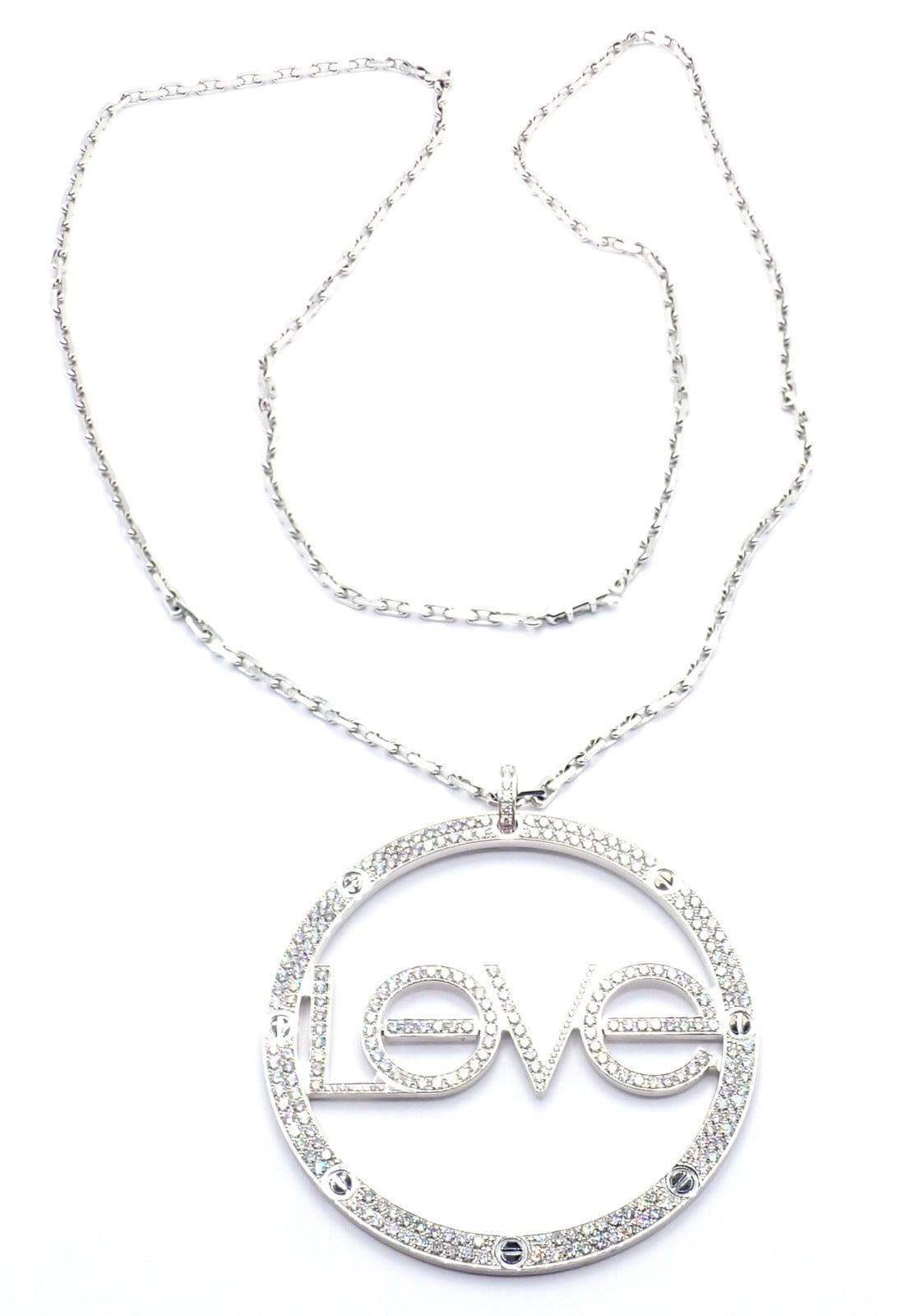Cartier Jewelry & Watches:Fine Jewelry:Necklaces & Pendants Authentic! Cartier 18k White Gold Diamond Ceramic Large Love Pendant Necklace