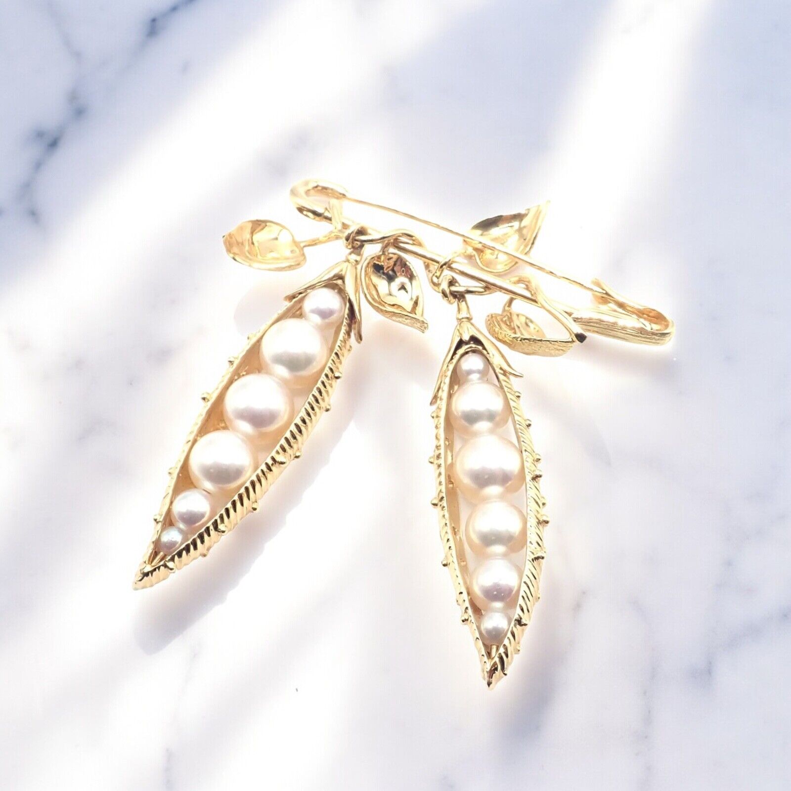 Authentic! Tiffany & Co Schlumberger Peapod 18k Yellow Gold Pearl Pin Brooch | Fortrove
