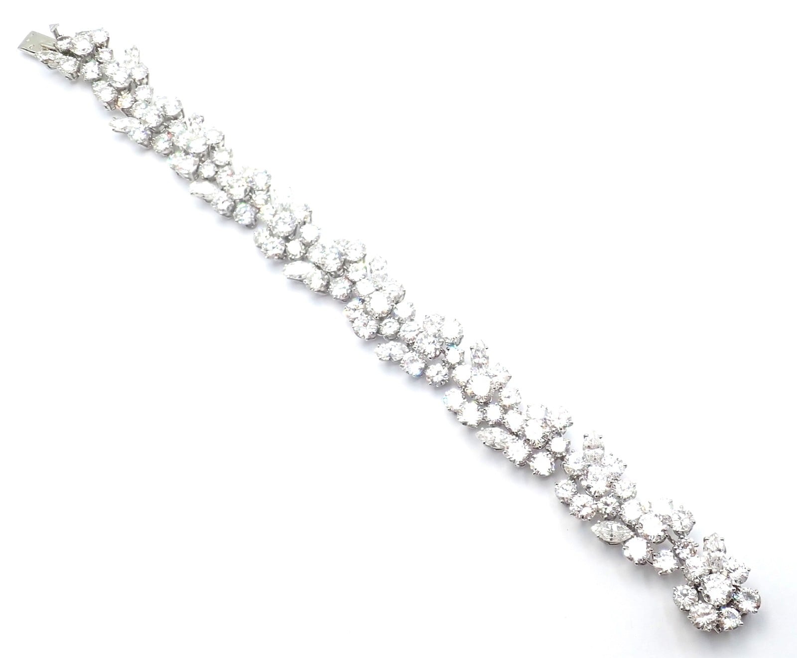 Authentic! Vintage Bvlgari Bulgari Platinum 38ct Diamond Floral Bracelet Paper | Fortrove