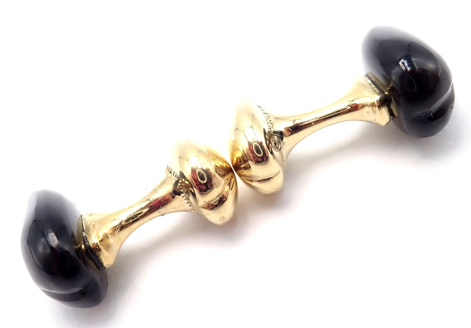 Authentic! Tiffany & Co Peretti 18k Yellow Gold Black Onyx Teardrop Cufflinks | Fortrove